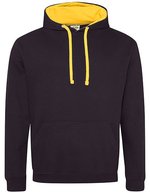 Just Hoods Baumwoll-Varsity Hoodie mit Kapuze, Baby Pink/Arctic White M, JH003 – Jet Black/Gold