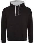 Just Hoods Baumwoll-Varsity Hoodie mit Kapuze, Purple/Sun Yellow M, JH003 – Jet Black/Heather Grey