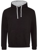 Just Hoods Baumwoll-Varsity Hoodie mit Kapuze, Baby Pink/Arctic White M, JH003 – Jet Black/Heather Grey