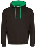 Just Hoods Baumwoll-Varsity Hoodie mit Kapuze, Purple/Sun Yellow M, JH003 – Jet Black/Kelly Green