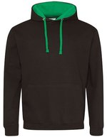 Just Hoods Baumwoll-Varsity Hoodie mit Kapuze, Baby Pink/Arctic White M, JH003 – Jet Black/Kelly Green