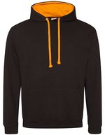 Just Hoods Baumwoll-Varsity Hoodie mit Kapuze, Baby Pink/Arctic White M, JH003 – Jet Black/Orange Crush