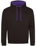 Just Hoods Baumwoll-Varsity Hoodie mit Kapuze, Purple/Sun Yellow M, JH003 – Jet Black/Purple