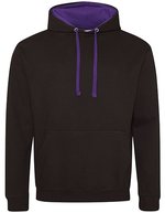 Just Hoods Baumwoll-Varsity Hoodie mit Kapuze, Baby Pink/Arctic White M, JH003 – Jet Black/Purple