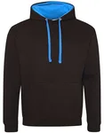 Just Hoods Baumwoll-Varsity Hoodie mit Kapuze, Purple/Sun Yellow M, JH003 – Jet Black/Sapphire Blue