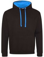 Just Hoods Baumwoll-Varsity Hoodie mit Kapuze, Baby Pink/Arctic White M, JH003 – Jet Black/Sapphire Blue