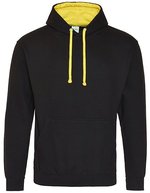 Just Hoods Baumwoll-Varsity Hoodie mit Kapuze, Baby Pink/Arctic White M, JH003 – Jet Black/Sun Yellow