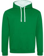 Just Hoods Baumwoll-Varsity Hoodie mit Kapuze, Baby Pink/Arctic White M, JH003 – Kelly Green/Arctic White