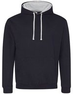 Just Hoods Baumwoll-Varsity Hoodie mit Kapuze, Baby Pink/Arctic White M, JH003 – New French Navy/Heather Grey