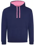 Just Hoods Baumwoll-Varsity Hoodie mit Kapuze, Purple/Sun Yellow M, JH003 – Oxford Navy/Candyfloss Pink