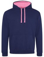 Just Hoods Baumwoll-Varsity Hoodie mit Kapuze, Baby Pink/Arctic White M, JH003 – Oxford Navy/Candyfloss Pink
