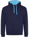 Just Hoods Baumwoll-Varsity Hoodie mit Kapuze, Purple/Sun Yellow M, JH003 – Oxford Navy/Hawaiian Blue