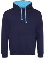 Just Hoods Baumwoll-Varsity Hoodie mit Kapuze, Baby Pink/Arctic White M, JH003 – Oxford Navy/Hawaiian Blue