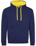 Just Hoods Baumwoll-Varsity Hoodie mit Kapuze, Purple/Sun Yellow M, JH003 – Oxford Navy/Sun Yellow