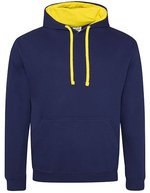 Just Hoods Baumwoll-Varsity Hoodie mit Kapuze, Baby Pink/Arctic White M, JH003 – Oxford Navy/Sun Yellow