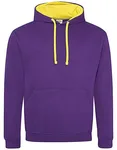 Just Hoods Baumwoll-Varsity Hoodie mit Kapuze, Purple/Sun Yellow M, JH003 – Bild 1