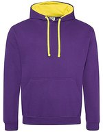Just Hoods Baumwoll-Varsity Hoodie mit Kapuze, Baby Pink/Arctic White M, JH003 – Purple/Sun Yellow