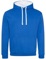 Just Hoods Baumwoll-Varsity Hoodie mit Kapuze, Baby Pink/Arctic White M, JH003 – Royal Blue/Arctic White