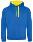 Just Hoods Baumwoll-Varsity Hoodie mit Kapuze, Purple/Sun Yellow M, JH003 – Royal Blue/Sun Yellow