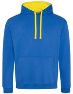 Just Hoods Baumwoll-Varsity Hoodie mit Kapuze, Baby Pink/Arctic White M, JH003 – Royal Blue/Sun Yellow