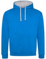 Just Hoods Baumwoll-Varsity Hoodie mit Kapuze, Baby Pink/Arctic White M, JH003 – Sapphire Blue/Heather Grey