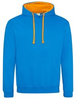 Just Hoods Baumwoll-Varsity Hoodie mit Kapuze, Baby Pink/Arctic White M, JH003 – Sapphire Blue/Orange Crush