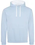 Just Hoods Baumwoll-Varsity Hoodie mit Kapuze, Purple/Sun Yellow M, JH003 – Sky Blue/Arctic White