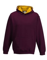 Just Hoods Varsity Hoodie mit gebürsteter Innenseite für Kinder – Burgundy/Gold