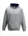 Just Hoods Varsity Hoodie mit gebürsteter Innenseite für Kinder, New French Navy/Sky Blue 9/11 (L), JH003K – Heather Grey/French Navy