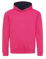 Just Hoods Varsity Hoodie mit gebürsteter Innenseite für Kinder, Forest Green/Gold 5/6 (S), JH003K – Rosa acceso/Blu navy francese