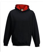 Just Hoods Varsity Hoodie mit gebürsteter Innenseite für Kinder, Forest Green/Gold 5/6 (S), JH003K – Jet Nero/Rosso fuoco