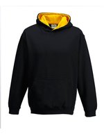 Just Hoods Varsity Hoodie mit gebürsteter Innenseite für Kinder, Forest Green/Gold 5/6 (S), JH003K – Jet Nero/Oro