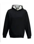 Just Hoods Varsity Hoodie mit gebürsteter Innenseite für Kinder, New French Navy/Sky Blue 9/11 (L), JH003K – Jet Black/Heather Grey