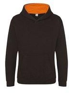 Just Hoods Varsity Hoodie mit gebürsteter Innenseite für Kinder, Forest Green/Gold 5/6 (S), JH003K – Jet Nero/Arancione Schiacciato