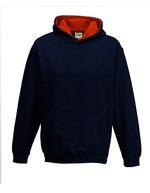 Just Hoods Varsity Hoodie mit gebürsteter Innenseite für Kinder, Forest Green/Gold 5/6 (S), JH003K – Nuovo Blu navy francese/Rosso fuoco