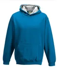 Just Hoods Varsity Hoodie mit gebürsteter Innenseite für Kinder, New French Navy/Sky Blue 9/11 (L), JH003K – Sapphire Blue/Heather Grey