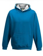 Just Hoods Varsity Hoodie mit gebürsteter Innenseite für Kinder, Forest Green/Gold 5/6 (S), JH003K – Zaffiro Blu/Melange Grigio