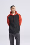 Just Hoods Baseball Hoodie mit Raglan-Ärmeln, Jet Black/Fire Red L, JH009 – Bild 2