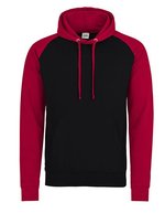 Baseball Hoodie – Jet Black/Fire Red