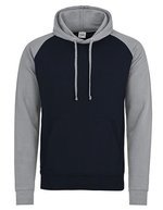 Just Hoods Baseball Hoodie mit Raglan-Ärmeln, Jet Black/Fire Red XL, JH009 – Oxford Marine/Chine Gris