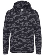 Just Hoods Camo Hoodie mit doppellagiger Kapuze für Kinder – Black Camo