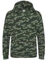 Just Hoods Camo Hoodie mit doppellagiger Kapuze für Kinder – Green Camo