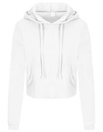 Just Hoods Cropped Hoodie mit Kängurutasche für Damen – Arctic White