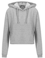 Just Hoods Cropped Hoodie mit Kängurutasche für Damen – Heather Grey