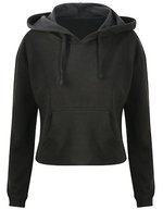 Just Hoods Cropped Hoodie mit Kängurutasche für Damen – Jet Black