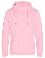 Just Hoods Cross Neck Hoodie mit Daumenlöchern – Baby Pink