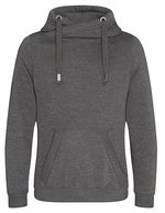 Just Hoods Cross Neck Hoodie mit Daumenlöchern – Charcoal (Heather)