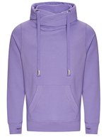 Just Hoods Cross Neck Hoodie mit Daumenlöchern – Digital Lavender