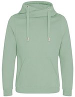 Just Hoods Cross Neck Hoodie mit Daumenlöchern, Heather Grey XS, JH021 – Polveroso Verde