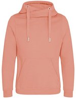 Just Hoods Cross Neck Hoodie mit Daumenlöchern, Heather Grey XS, JH021 – Rosa polveroso
